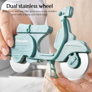 Bicycle Pizza Cutter Wheel, Dual Stainless Steel Pizza Cutter Wheel Pizza Slicer, Bike Pizza Cutters Kitchen Gadget