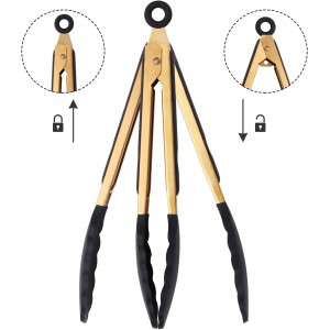 Stainless Steel Classic Kitchen Serving Food Party Gold Tongs 9