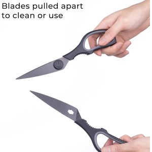Linoroso Kitchen Scissors All Purpose Kitchen Shears with Magnetic Holder, Soft Grip Handle Cooking Scissors Dishwasher Safe with Come Apart Blade Heavy Duty Scissors for Meat, Vegetable, Herb, Black