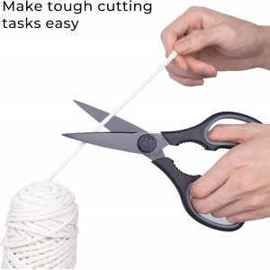 Linoroso Kitchen Scissors All Purpose Kitchen Shears with Magnetic Holder, Soft Grip Handle Cooking Scissors Dishwasher Safe with Come Apart Blade Heavy Duty Scissors for Meat, Vegetable, Herb, Black