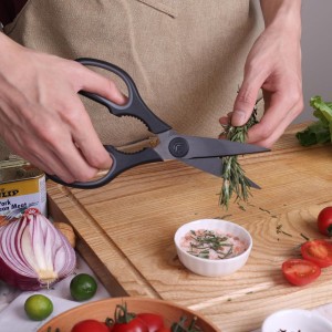 Linoroso Kitchen Scissors All Purpose Kitchen Shears with Magnetic Holder, Soft Grip Handle Cooking Scissors Dishwasher Safe with Come Apart Blade Heavy Duty Scissors for Meat, Vegetable, Herb, Black