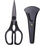 Linoroso Kitchen Scissors All Purpose Kitchen Shears with Magnetic Holder, Soft Grip Handle Cooking Scissors Dishwasher Safe with Come Apart Blade Heavy Duty Scissors for Meat, Vegetable, Herb, Black