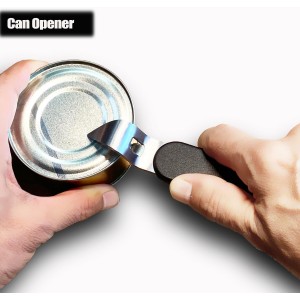 3-in-1 Magnetic Bottle and Can Opener for Refrigerator, Stainless Steel Manual Can Punch Opener for Liquid with Cap Catcher, Stick to Fridge for Easy Storage, Can Tapper Church Key with Magnet (Black)