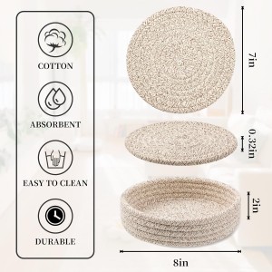 Trivets for Hot Dishes, Pots and Pans, Heat Resistant Hot Pads with Storage Basket, Pot Holders for Kitchen Countertop, Trivet Mats Home Essentials Farmhouse Decor (Brown 4 Pcs)