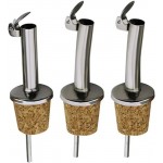 3 Pcs Stainless Steel Cork Bottle Pourers Cork with Lid Pourers Olive Oil Cork Pourers with Hinged Flip Top Cap for Wine, Syrup, Liquor