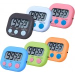 Timers, BESTWYA Magnetic Timer with Clear LCD Screen 3 Big Buttons On/Off Switch Count Up and Down Function for Kitchen,Study,Work,Exercise Training,Outdoor Activities (6,6 Colors)