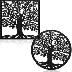2 Pcs Cast Iron Trivet for Hot Dishes 7.1 Inch Metal Tree Trivet Set Dutch Oven Accessories Decorative Heat Resistant Tree Trivets with Rubber Feet Caps and Ring Hanger for Hot Pots and Pans