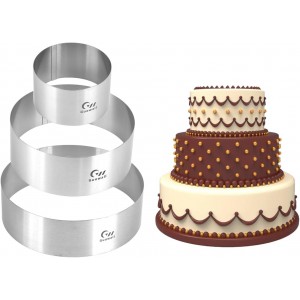 Guowall 4/6/8 inch Cake Rings for Baking Stainless Steel Mousse Ring Mold 3 Sizes Round Pastry Biscuit Cutter - Height 6 cm