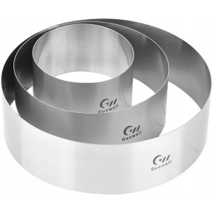 Guowall 4/6/8 inch Cake Rings for Baking Stainless Steel Mousse Ring Mold 3 Sizes Round Pastry Biscuit Cutter - Height 6 cm