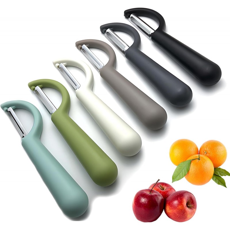Trez Treamer 6-Pack Vegetable Peeler for Kitchen，Y Peeler Stainless Steel Potato Peeler Set for Apple Veggie Carrot Fruit Zucchini Cucumber Safe Peelers Bulk with Non-Slip Handle (P)