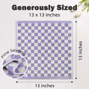 Jacquotha Wash Cloths Checkered 4 Pack 4 Colors - Cotton Washcloths for Face Body, 13 x 13 Inches Daily Cleansing Kitchen Towels