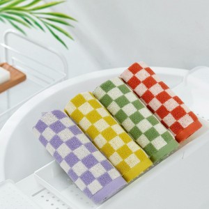 Jacquotha Wash Cloths Checkered 4 Pack 4 Colors - Cotton Washcloths for Face Body, 13 x 13 Inches Daily Cleansing Kitchen Towels