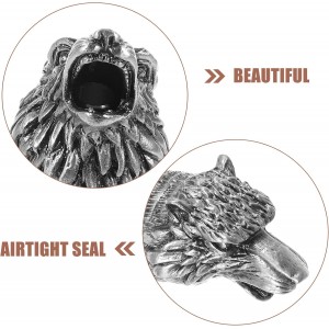 Wine Aerator Pourer Wolf Head Spout Bottle Pourers Stainless Steel Animal Bar Liquors Bottle Pourer Animal Decorative Liquors Stopper for Red Wines Whiskey Silver