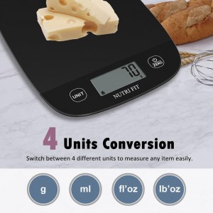 NUTRI FIT Food Scale for Kitchen Scales Digital Weight Grams and Ounces, Baking Scale Accurate for Weight Loss, Cooking, Coffee, Keto Diet, Meal Prep, 0.1oz Ultra Slim Smart Tare Black