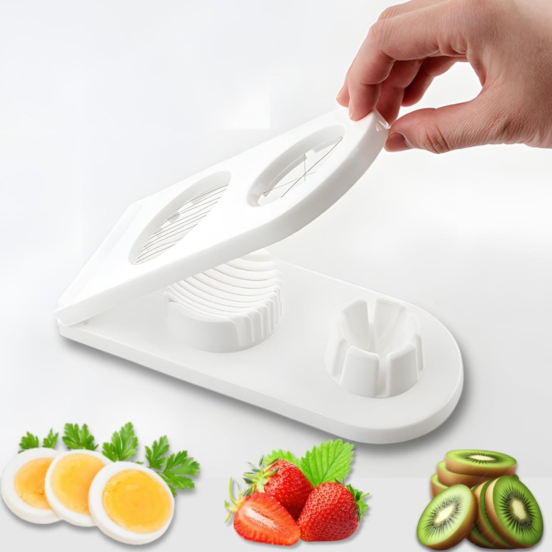 Egg Slicer for Hard Boiled Eggs,Strawberry slicer, Heavy Duty Premium Egg Cutter with Stainless Steel Wire, Multipurpose Egg Chopper for Hard Boiled Eggs,cheese, Mushroom, and Soft Fruit
