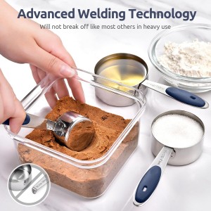 U-Taste Measuring Cups and Spoons: Food Grade 18/8 Stainless Steel Metal Measure Cups and Spoons Set of 10, Upgraded Thickness Handle (Midnight Blue)