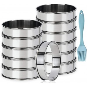 12 Pack 4 Inch Metal English Muffin Ring...