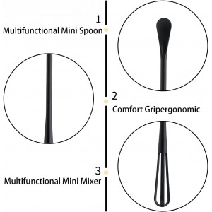 8 PCS Multifunctional Mini Whisk Mini Spoon Small Whisks 2 in 1 Whisk Utensil Mini Sugar Spoon Whisks Set Non Scratch Coated Kitchen Tools for Cooking Blending, Baking, Beating
