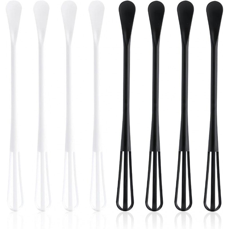 8 PCS Multifunctional Mini Whisk Mini Spoon Small Whisks 2 in 1 Whisk Utensil Mini Sugar Spoon Whisks Set Non Scratch Coated Kitchen Tools for Cooking Blending, Baking, Beating