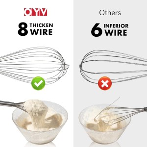 304 Stainless Steel Whisk Set, Dishwasher Safe Rustproof Metal Whisk, Professional Balloon Wire Whisks for Kitchen Cooking, Perfect For Blending, Whisking, Baking, Beating, 3 Packs (8