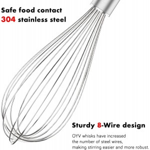 304 Stainless Steel Whisk Set, Dishwasher Safe Rustproof Metal Whisk, Professional Balloon Wire Whisks for Kitchen Cooking, Perfect For Blending, Whisking, Baking, Beating, 3 Packs (8
