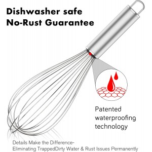 304 Stainless Steel Whisk Set, Dishwasher Safe Rustproof Metal Whisk, Professional Balloon Wire Whisks for Kitchen Cooking, Perfect For Blending, Whisking, Baking, Beating, 3 Packs (8