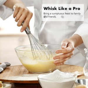 304 Stainless Steel Whisk Set, Dishwasher Safe Rustproof Metal Whisk, Professional Balloon Wire Whisks for Kitchen Cooking, Perfect For Blending, Whisking, Baking, Beating, 3 Packs (8