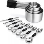 Magnetic Measuring cups and spoons Set, 5 Stainless Steel Magnetic Measuring Cup and 8 Double Sided Measuring Spoons with 1 Leveler，Kitchen Gadgets for Cooking & Baking