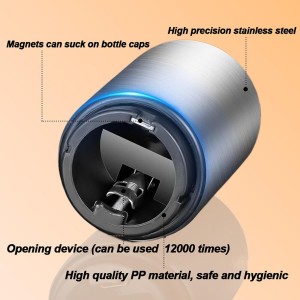 2PCS Beer Bottle Opener with Magnetic Cap, Automatic Stainless Steel One-Handed Bottle Cap Opener, Spring Loaded Push&Pop for Kitchen Home Bar Restaurant Household Utensils Destapador de Cerveza