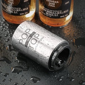 2PCS Beer Bottle Opener with Magnetic Cap, Automatic Stainless Steel One-Handed Bottle Cap Opener, Spring Loaded Push&Pop for Kitchen Home Bar Restaurant Household Utensils Destapador de Cerveza