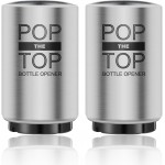 2PCS Beer Bottle Opener with Magnetic Cap, Automatic Stainless Steel One-Handed Bottle Cap Opener, Spring Loaded Push&Pop for Kitchen Home Bar Restaurant Household Utensils Destapador de Cerveza