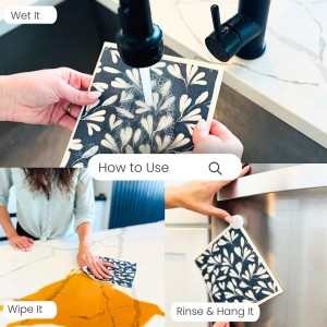 Harps&Seb Swedish Dishcloths for Kitchen Dishcloths - 6 Pack, Reusable Paper Towels with Clips, Super Absorbent Washable Non-Scratch Swedish Dish Towels, No Odor, Biodegradable