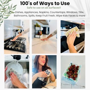 Harps&Seb Swedish Dishcloths for Kitchen Dishcloths - 6 Pack, Reusable Paper Towels with Clips, Super Absorbent Washable Non-Scratch Swedish Dish Towels, No Odor, Biodegradable