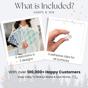 Harps&Seb Swedish Dishcloths for Kitchen Dishcloths - 6 Pack, Reusable Paper Towels with Clips, Super Absorbent Washable Non-Scratch Swedish Dish Towels, No Odor, Biodegradable