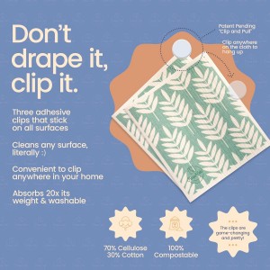 Harps&Seb Swedish Dishcloths for Kitchen Dishcloths - 6 Pack, Reusable Paper Towels with Clips, Super Absorbent Washable Non-Scratch Swedish Dish Towels, No Odor, Biodegradable