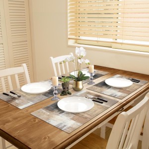 Emvency Farmhouse Placemats Set of 4, 12x18 Inch Modern Abstract White and Brown Art Painting Table Mats for Outdoor Home Party Kitchen Dining Decoration