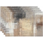 Emvency Farmhouse Placemats Set of 4, 12x18 Inch Modern Abstract White and Brown Art Painting Table Mats for Outdoor Home Party Kitchen Dining Decoration