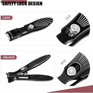 German Nail Clippers for Men Thick Nails with Catcher, Large Toenail Clippers for Seniors with Wide Opening, Heavy Duty Long Handle Fingernail Clipper Sharp Nail Cutter Gifts for Men Women, Black