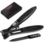 German Nail Clippers for Men Thick Nails with Catcher, Large Toenail Clippers for Seniors with Wide Opening, Heavy Duty Long Handle Fingernail Clipper Sharp Nail Cutter Gifts for Men Women, Black