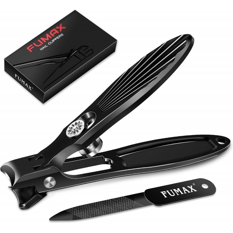 German Nail Clippers for Men Thick Nails with Catcher, Large Toenail Clippers for Seniors with Wide Opening, Heavy Duty Long Handle Fingernail Clipper Sharp Nail Cutter Gifts for Men Women, Black
