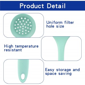 BokWin 1 Pcs Round Slotted Spoon Heat Resistant Silicone Strainer Spoon Non Stick Skimmer Spoon for Cooking Vegetable(Green)