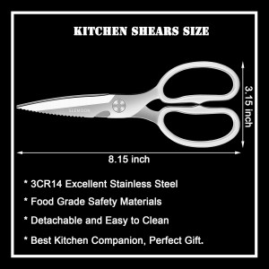 Heavy Duty Poultry Shears That Come Apart, All Purpose Kitchen Shears for Food,3Cr14 Fully Forged Stainless Steel Sharp Blades for Chicken,Meat,Seafood,Herbs Kitchen Scissors