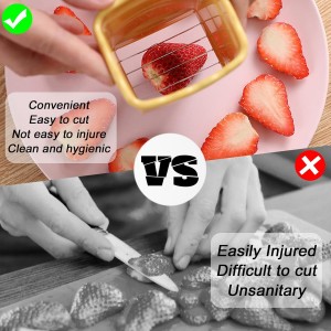 Tulobi 2-Piece Fruit Slicer Set, Stainless Steel, Mini Cup Slicer, Quick Salad Maker, Creative Kitchen Gadget (Navy Blue + Cyan)