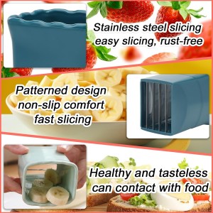 Tulobi 2-Piece Fruit Slicer Set, Stainless Steel, Mini Cup Slicer, Quick Salad Maker, Creative Kitchen Gadget (Navy Blue + Cyan)