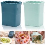 Tulobi 2-Piece Fruit Slicer Set, Stainless Steel, Mini Cup Slicer, Quick Salad Maker, Creative Kitchen Gadget (Navy Blue + Cyan)