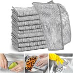 XANGNIER 8 Pcs Multipurpose Wire Dishwashing Rags,New Upgrade Non Scratch Wire Dishcloth,Steel Wool Cleaning Cloths,Multi Purpose Metal Mesh Miracle Cleaning Cloths for Kitchen,Dishes,Sink