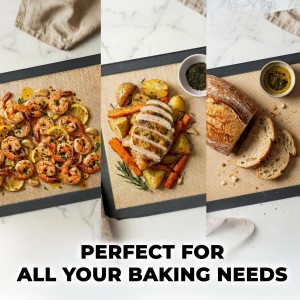 Zulay Kitchen Silicone Baking Mat Set – 2-Pack 16.5″ × 11.6″ Reusable Non-Stick Silicone Baking Sheets, Food-Safe, Heat-Resistant up to 250°F – Perfect for Cookies, Pastries & Oven Use (Dark Gray)