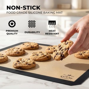 Zulay Kitchen Silicone Baking Mat Set – 2-Pack 16.5″ × 11.6″ Reusable Non-Stick Silicone Baking Sheets, Food-Safe, Heat-Resistant up to 250°F – Perfect for Cookies, Pastries & Oven Use (Dark Gray)