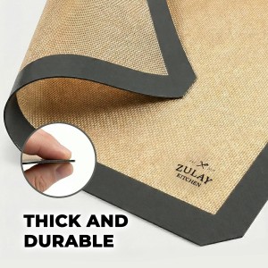 Zulay Kitchen Silicone Baking Mat Set – 2-Pack 16.5″ × 11.6″ Reusable Non-Stick Silicone Baking Sheets, Food-Safe, Heat-Resistant up to 250°F – Perfect for Cookies, Pastries & Oven Use (Dark Gray)