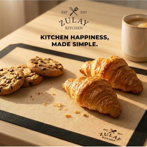 Zulay Kitchen Silicone Baking Mat Set – 2-Pack 16.5″ × 11.6″ Reusable Non-Stick Silicone Baking Sheets, Food-Safe, Heat-Resistant up to 250°F – Perfect for Cookies, Pastries & Oven Use (Dark Gray)
